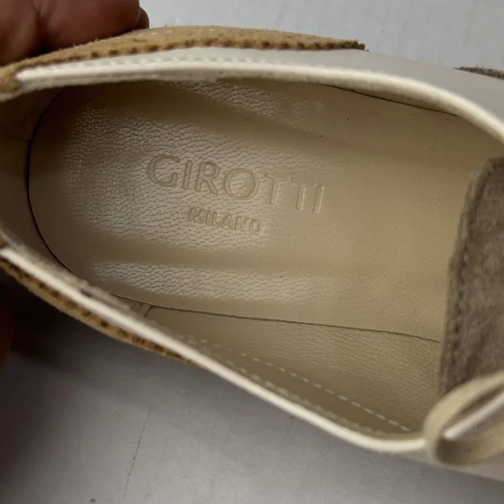Girotti Custom Leather Oxford Wingtips Shoes Mens EU39‎ Suede Caramel NWOT $339